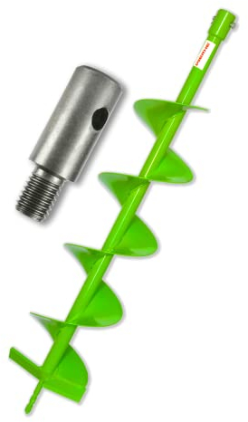 WERHE® Profi Bohrer VollStahl, Erdbohrer für bohrmaschine 150 mm Extrem robust mit m14 Adapter - Pfahlbohrer Brunnenbohrer präzise Bohrspitze.