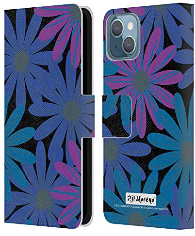 Head Case Designs Licenza Ufficiale P.D. Moreno Margherite di Mezzanotte Modelli Custodia Portafoglio in Pelle Compatibile con Apple iPhone 13