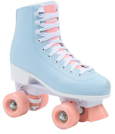 MADIVO Pastel Damen Klassische Retro Rollschuhe | ABEC-7 Kugellager | Mädchen Roller Skates Inliner Inlineskates | Blau/Koralle | Gr. 35, 36, 37, 38, 39, 40, 41 (38)