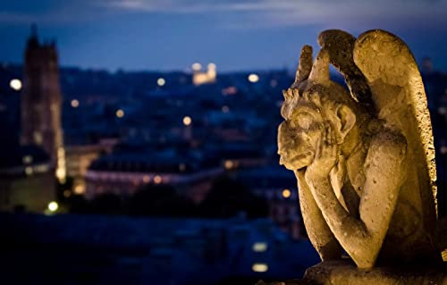 LHJOYSP Jungen 3D Puzzle 1000 Teile Skulptur Notre Dame Gargoyle in der Stadt Paris, Frankreich 75x50cm