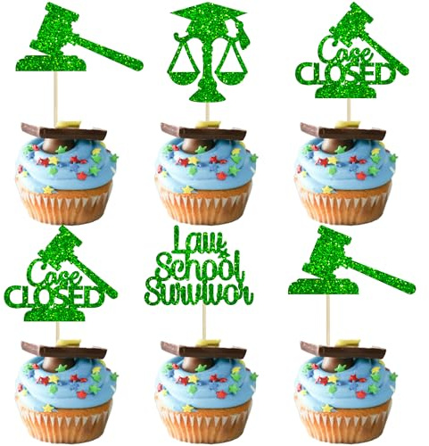 Gyufise Cupcake-Topper für 2024, für Anwälte, Abschlussfeier, Glitzer, Klasse 2024, für Anwälte, 2024, Kuchendekorationen, 24 Stück