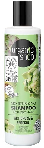 Organic Shop Feuchtigkeitsspendendes Shampoo für trockenes Haar, Artischocke und Brokkoli, 280 ml