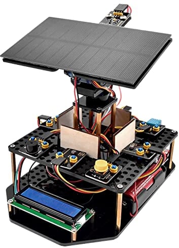 KEYESTUDIO DIY Solar Tracking Electronic Kit for Arduino UNO IDE, Temperature and Humidity Sensor,BH1750 Light Sensor etc.Edu Programming Gift for Adults