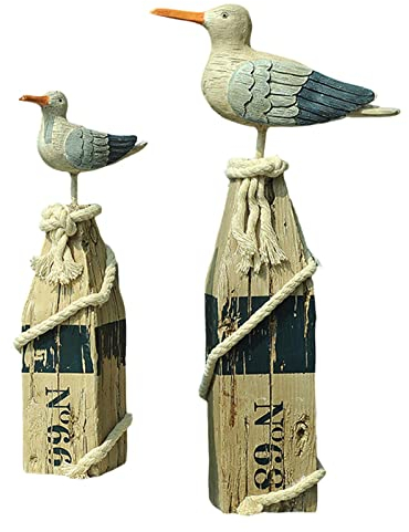 MagiDeal Vintage Style Seagull Statue Figur Skulptur für Desktop Bücherregal Schrank Gartendeko Tierfigur aus Holz