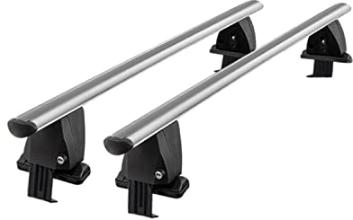 Menabo Dachträger Grundtäger kompatibel mit Toyota Auris HB 2018-2024 TÜV Aluminium Grau 2X