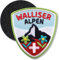 Walliser Alpen Schweiz/Klett-Patch gestickt 61 x 55 mm/Klett Patch Patches Abzeichen Aufnäher Applikation zum aufkleben aufnähen auf Kleidung Rucksack Tasche/COH