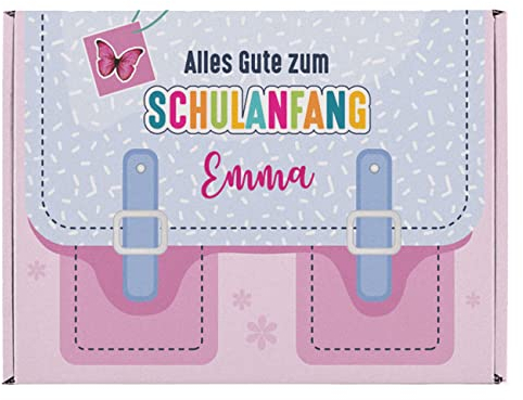 Striefchen® Alles Gute zum Schulanfang - Geschenkverpackung mit Name (Schulranzen Rosa, ca. 21,5 cm x 8,5 cm x 15,5 cm (B/H/T))
