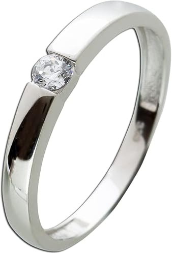 Ch.Abramowicz Solitär Ring Weißgold 333 8 Karat weißer Zirkonia Verlobungsring 17