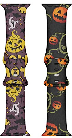 Adepoy Halloween Strap Compatible with Apple Watch Straps 42mm 44mm 45mm 49mm, Soft Silicone Sport Wristbands Replacement Band with Classic Clasp for iWatch Series 9 8 Ultra SE 7 6 5 4 3 2 1