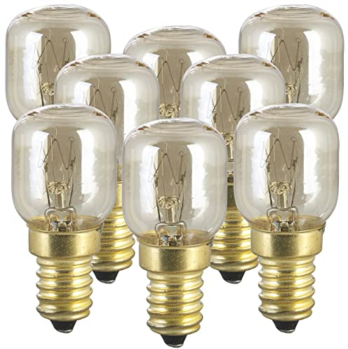 Luminea Backofenglühbirne: 8er-Set Backofenlampen, E14, T26, 25 W, 100 lm, bis 300 °C (Backofenlampe E14 (warmweiß), Herd-Glühbirne)