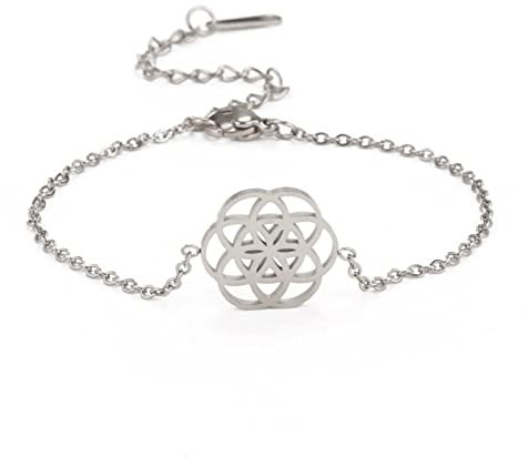 kkjoy Blume des Lebens Armband Edelstahl Unvollständige Blume des Lebens Charm Armband Weihnachtsschmuck Geschenke für Frauen Charmante Damen