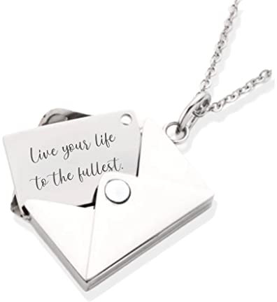 Custom Message Necklace in Envelope, Personalised Locket Necklace, Love Envelope necklace, Engraved Letter Necklace, Secret Note Necklace, Letterbox Necklace, Love Note Necklace, Gift for HER