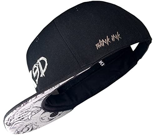 Nebelkind Snapback-Cap-Herren Damen Inked Schwarz, Einheitsgröße OneSize, Größenverstellbar, Unisex, hochwertige Cap trendig, Streetwear Style, Baseball-Kappe mit geradem Schirm, Retro
