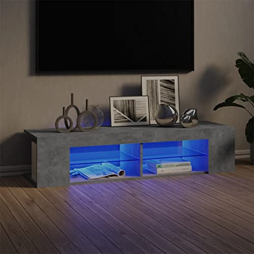 homiuse Mueble de TV con Luces LED Gris hormigón 135x39x30 cm Mueble Salon Moderno Mueble para TV con Luces Led Mesa TV con Led Muebles De Salon Muebles De Sala Mueble TV Salon Mesa Television