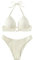 GORGLITTER Push Up Bikini Damen Set Bikini Mit Strass Kette Neckholder Bikini Zweiteiliger Badeanzug Mit Schnürung Bademode Beige S