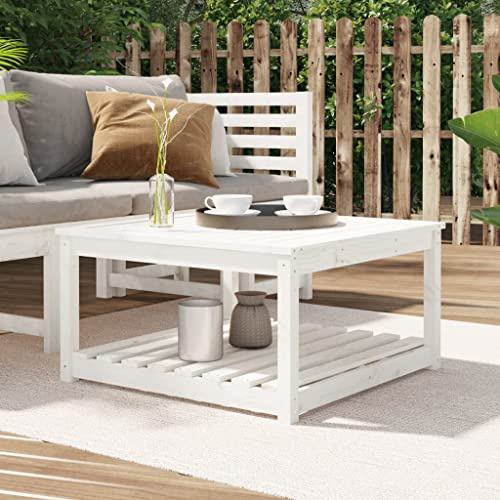 Festnight Gartentisch aus Holz Terassentisch Kiefer Gartentisch Balkon Holztisch Balkontisch Terrassentisch Wetterfest Beistelltisch Garten 82,5 x 82,5 x 45 cm Weiß