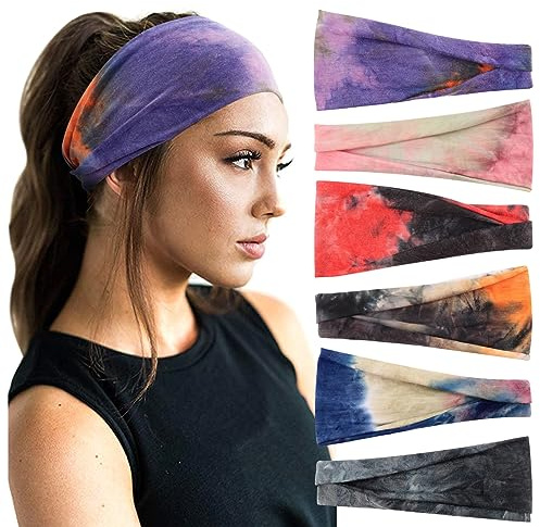 DRESHOW 6 Stück Damen Stirnband Kopfband Haarband Turban Elastische Stirnband Haarschmuck für Mädchen Alltag Yoga Sport Fitness