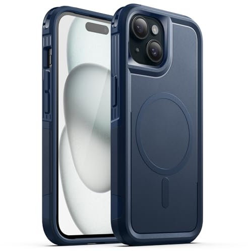JETech Hülle für iPhone 15 6,1 Zoll Kompatibel mit MagSafe, Schwerlast Dual Layer Robust Schutz, Stoßfeste Schützende Harte Magnetisch Handyhülle (Navy)