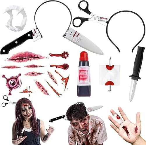 WINUSD Kit de diademas de Halloween con cuchillo a través de la cabeza