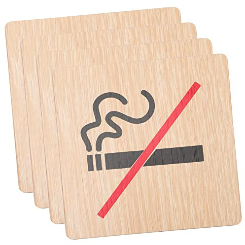 Artibetter 4 unids prohibido fumar letrero de madera no fumadores señales de advertencia industriales pegatinas señales de prohibición de para restaurantes signos de no fumar para la casa de madera