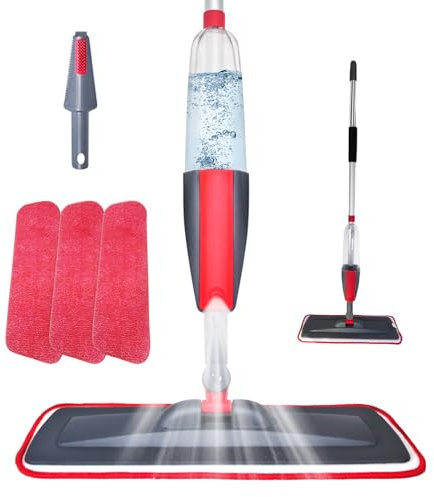 Spray Mop for Floors, Microfiber Dry Wet Floor Cleaner Mop with 3 Reusable Pads and 400ML Refillable Bottle, 360 Degree Spin Floating Mop Suitable for Cleaning Hardwood, Laminate Floors, Marble Tile