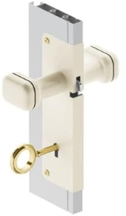 plastik2 Faltschloss mit Knauf aus Aluminium Eingang 15 Griff mit Schloss und Schlüssel (Elfenbein)