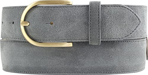 BELTINGER Damen-Gürtel aus Veloursleder 4 cm | Velour-Gürtel für Damen 40mm | Wildleder-Gürtel 4cm mit goldener Gürtelschnalle