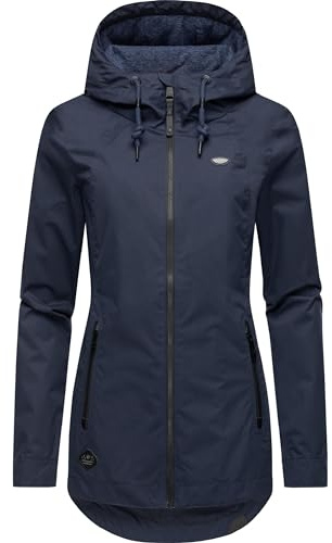 Ragwear Damen Übergangsjacke leichte Jacke Kurzmantel wasserdicht mit verstellbarer Kapuze Zuzka Intl Navy024 Gr. XL