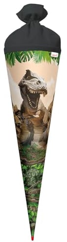 ROTH Schultüte groß Tyrannosaurus 70 cm - rund Rot(h)-Spitze Filzverschluss - Zuckertüte Dinosaurier