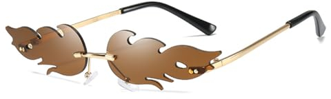 BOBOZHONG Sonnenbrille,Feuerbrille Mode Brille Flamme Sonnenbrille Polarizer Metal Eyewear Funky Eyeglasses Fashion Frameless Shades für Frauen Männer C3