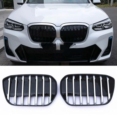 Auto Front Kühlergrille,für BMW IX3 2021-2023,Dauerhaft Auto Front Stoßstange Grille Ersatz zubehör,B-Silver