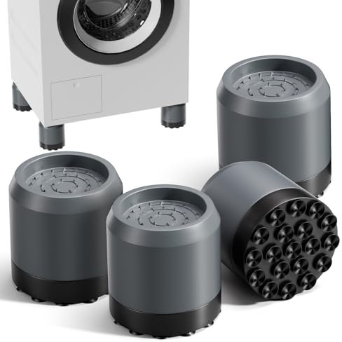 Anti-Vibrationspads für Waschmaschine mit starkem Saugnapf, rutschfeste und geräuschunterdrückende Stabilisator-Stützfüße, Bettmöbelerhöhungen erhöhen die Höhe 6,3 cm, stoppen Sie das Gehen, Grau, 4