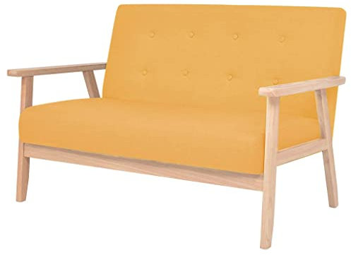 LIANGDONFC Gartensofa, Gartenstuhl2-Sitzer Sofa Stoff GelbGeeignet für Pavillon, Wohnzimmer, Schwimmbad