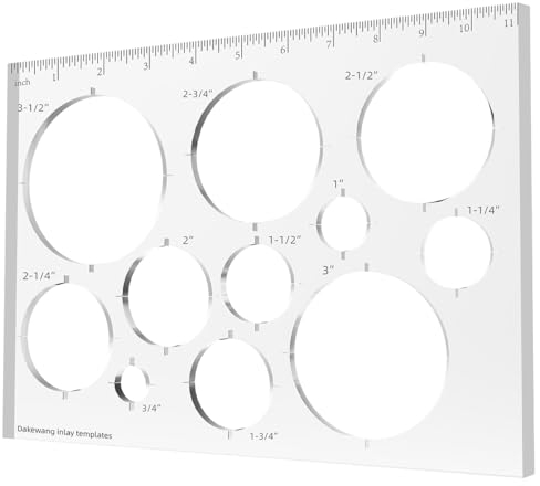 Dakewang 27,9 x 20,3 x 0,7 cm Fräs-Vorlagen für Holzbearbeitung, 11-in-1-Router-Vorlagen, dekorativ, Kreis-Vorrichtung. (Kreisschablone)