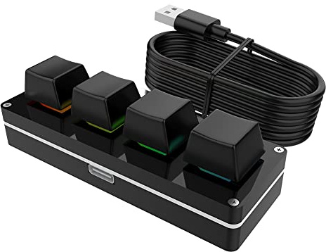 iFutniew RGB 4 Tasten Custom Keypad Makro Knob Gaming Programmierbare Mechanische Hot Swap Tastatur für Photoshop Zeichnung - Schwarz