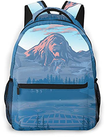 Yaxinduobao Multi-Freizeit-Rucksack, Motiv: Bär Grizzly, Landschaft, Kajak, Kanu, Natur, Sonnenuntergang, Reisen, Sport, Schultasche für Erwachsene, Jugendliche, Studenten, für Reisen, Schule oder