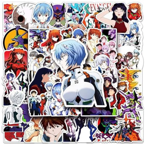 NEON Genesis Evangelion Aufkleber Eva Charaktere Ayanami Rei Ikari Shinji Figur PVC Wasserdicht Graffiti Aufkleber Für Laptop,Skateboard,Telefon,Gitarre,Fahrrad,Notebook DIY Dekoration (A)