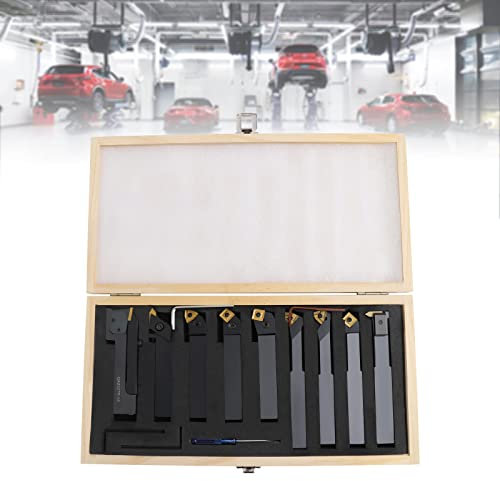 KEESUNG 9 Tlg Drehmeissel Drehstahl Satz, 45-Stahl Drehmeißel-Satz Drehmeißelsatz 9-Tlg 20 mm Drehstahl Satz mit Wendeplatten für Drehbank Drehstähle Klemmhalter Bohrstange Drehmeissel Drehsta