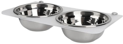 Wall Mounted Dog Feeder, 0.8L Stainless Steel Raised Dog Food Water Bowls with Transparent Bracket