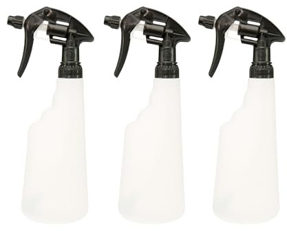 Tek Automotive Heavy Duty Chemical Resistant Spray Bottles - 600ml Pack of 3 Refillable Trigger Sprayer for Cleaning, Gardening, Patio Weed Killer, Car Valeting - Adjustable Nozzle, Stronger Seals