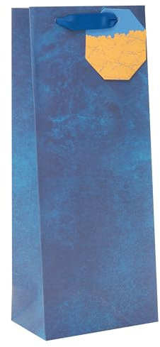 UK Greetings | Bottle Bag for Him/Her/Friend | Party/Gift Bag | Birthdays/Thank You Teacher/Weddings | Blue Design | 13.3 x 32.7 x 8.3 cm