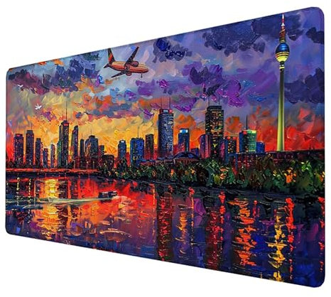 Tapis de souris de jeu rapide xxl-(Couleur)-(1000x500x3mm)-(Berlin) -Tapis de Souris à Bords Cousus, Base en Caoutchouc Antidérapante Imperméable, Pour Ordinateur, PC et Ordinateur Portable 7-6-5