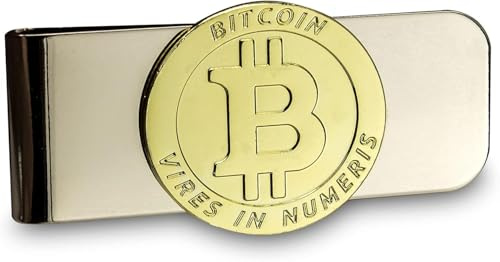 Edle Geldklammer aus Edelstahl mit vergoldetem Bitcoin-Emblem, Geschenk für Herren (Gold/Gold)