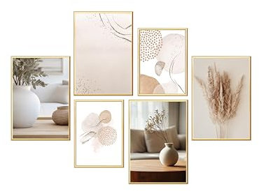 Wackadoo Bilderrahmen Set 6er 4 St. A4 21x29,7 (DIN A4), 2 St. 15x20 cm mit echten Glasscheiben, verschiedene Größen gold, photo frame Poster