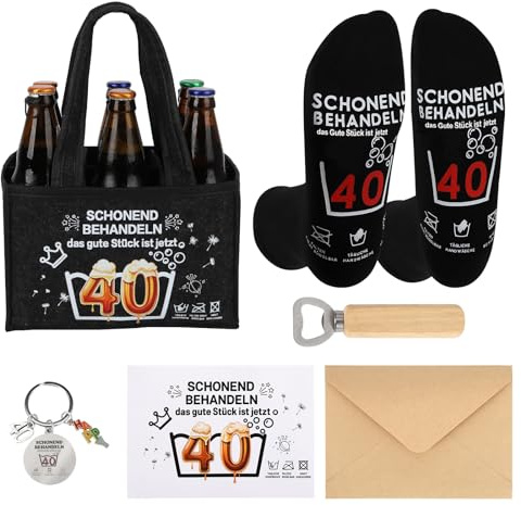 JIANGWON Männerhandtasche Bier mit Socken Flaschenöffner Schlüsselanhänger – Lustige Geschenke für Männer zum 40.Geburtstag– Geschenk für Männer, Vatertag & Herrentagsgeschenke (40)