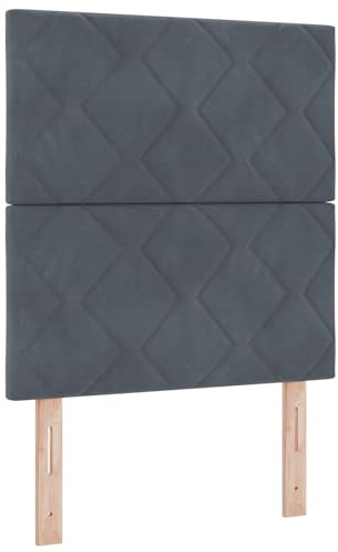 vidaXL Kopfteil mit Diamantblöcken - Dunkelgrau Samt, 80 cm | Höhenverstellbar, Wandmontage, modernes Polster für Coole Schlafzimmerdeko, stylische Luxusmöbel