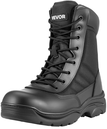VEVOR Men's Military Tactical Boots, 203 mm Combat Hiking Work Boots, Lightweight & Breathable Side Zipper Mens Motorcycle Interceptor Trooper Boot, for Outdoor Security Mountaineering, UK Size 8.5