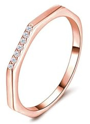 9K Roségold Damen Ring Weiß Moissanite Ring Ehering, Sechseck für Freundin Größe 58 (18.5)