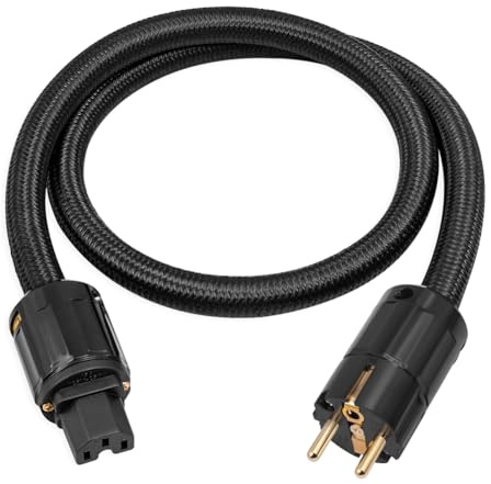 Asyduey 12AWG HiFi Stromkabel, HiFi Stromkabel EU Stromkabel, 250V/15A für Lautsprecher, Subwoofer, Plattenspieler, Verstärker 100cm