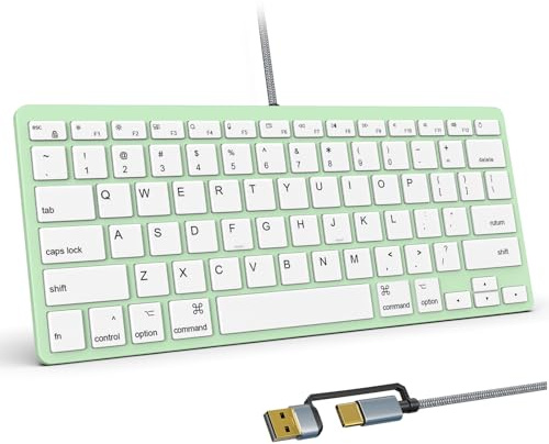 SSS·GRGB Teclado compacto con cable de 78 teclas para Mac, USB A/USB C Plug-N-Play, mini teclado USB ultrafino, diseño del 75% compatible con Apple MacBook, iMac, Mac mini/Pro, computadoras portátiles